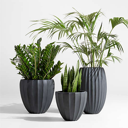 Warren Black Ficonstone Outdoor Planters