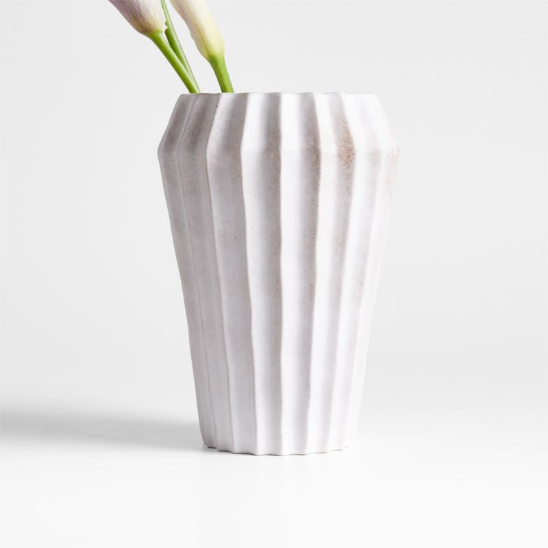 Viewing product image Warren White Stoneware Flower Vase - image 1 of 5