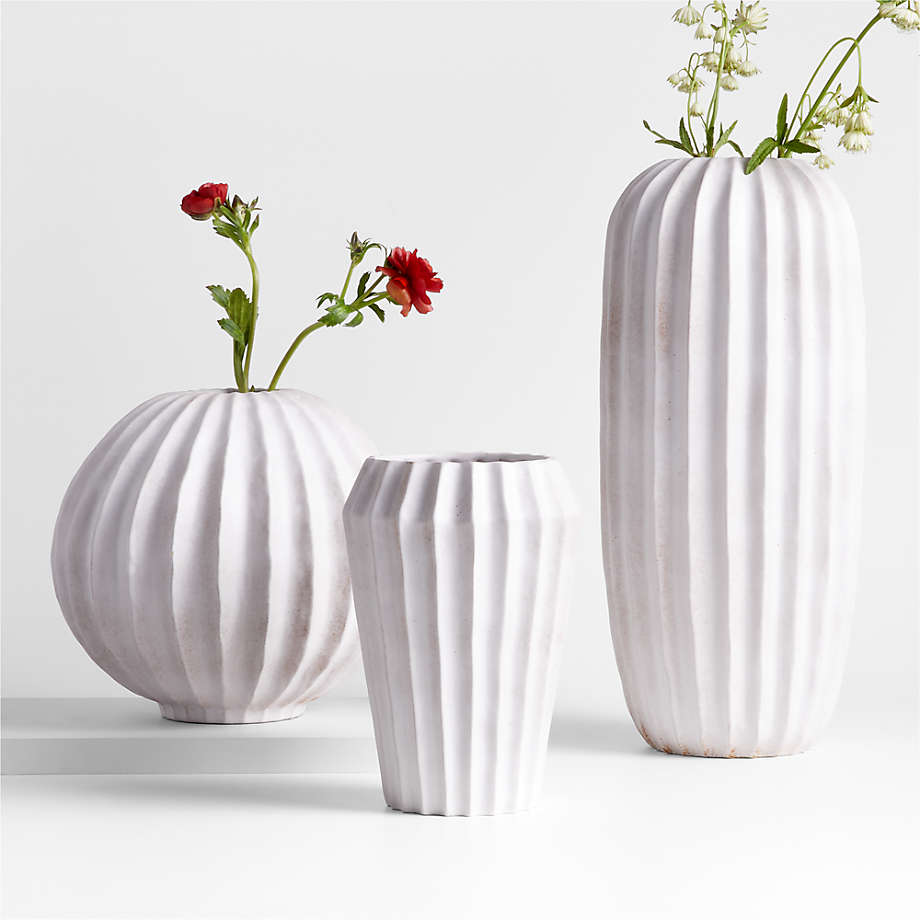 Warren White Stoneware Vases | Crate & Barrel