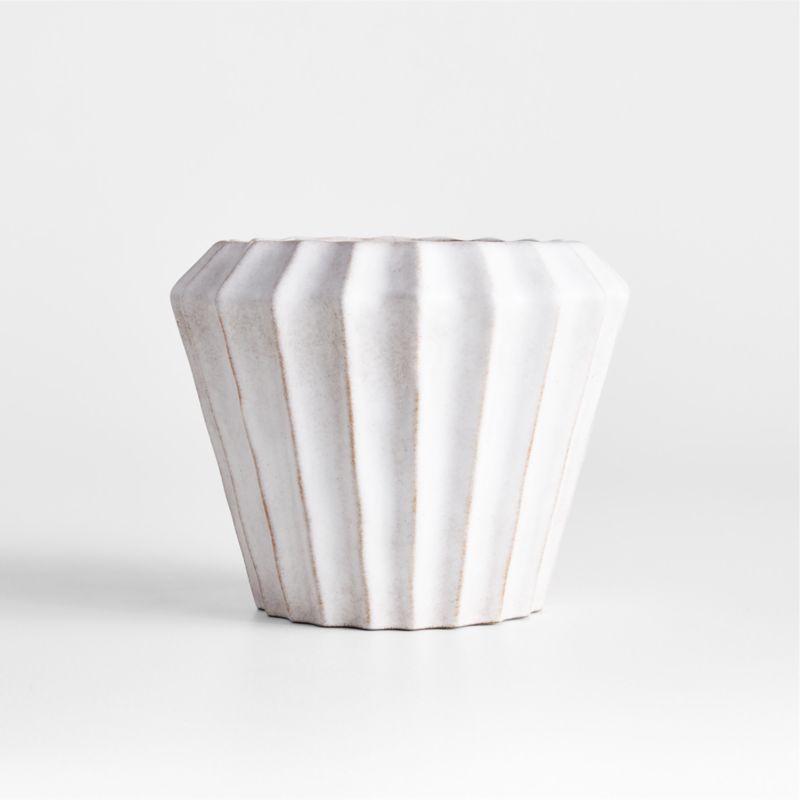 Warren Small White Ridge Ceramic Indoor/Outdoor Planter - image 9 of 10