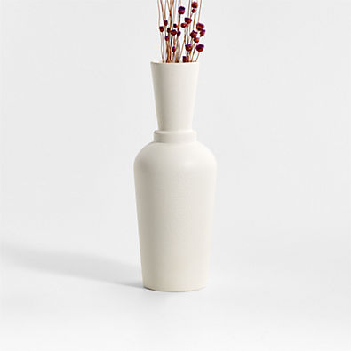 View Warrick Funnel Neck White Vase 10" details
