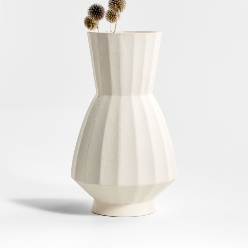 Warrick Ribbed White Vase 13"