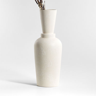 View Warrick Funnel Neck White Vase  20" details