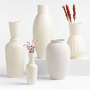 White Ceramic Flower Vase Minimalist White Vases,White Tall Floor Vase Decor 