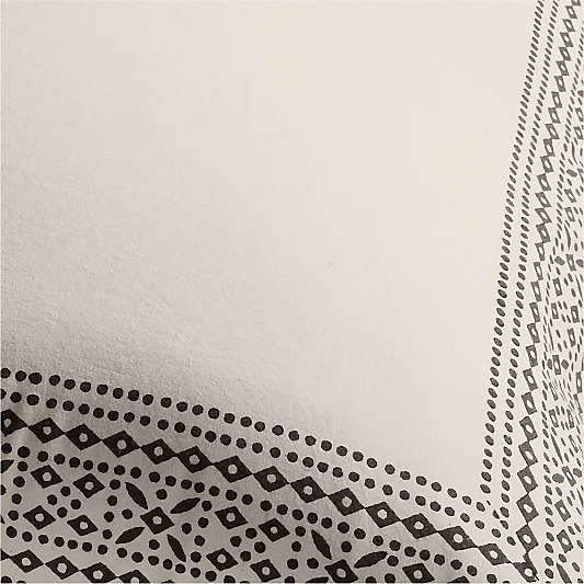 Washed Cotton 23"x23" Natural Taupe/Midnight Navy Border Reversible Hand Printed Throw Pillow Cover