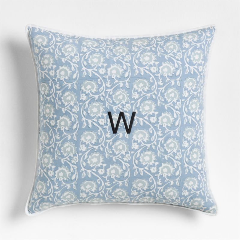 Washed Cotton 23"x23" Ruka Blue Floral Block Print Throw Pillow with Down-Alternative Insert - image 3 of 10