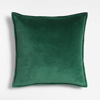 Moss 20 Washed Organic Cotton Velvet Pillow with Feather Insert + Reviews