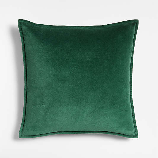Green 20"x20" Washed Organic Cotton Velvet Throw Pillow