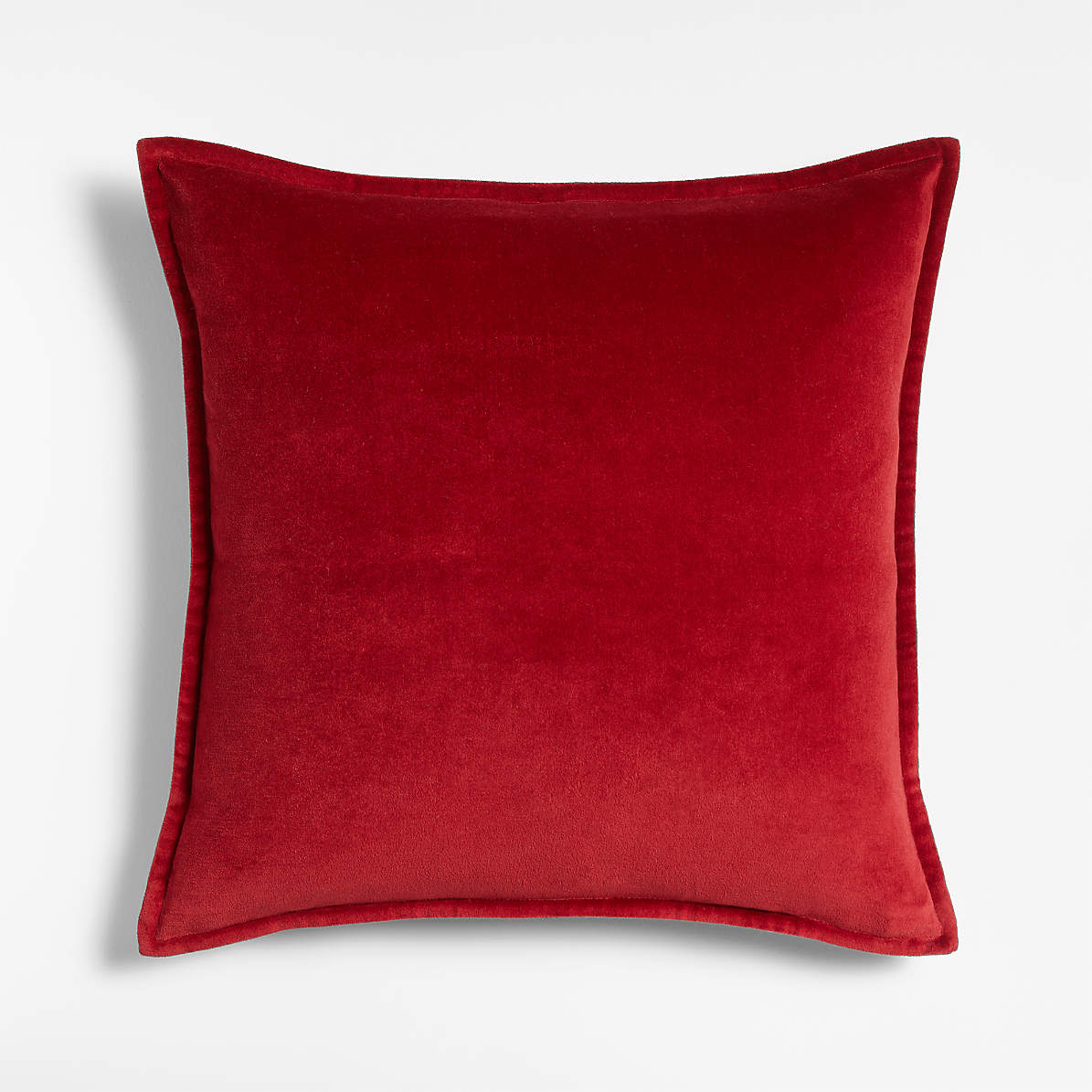 Red Organic Washed Cotton Velvet Decorative Throw Pillow Cover + Reviews | Crate