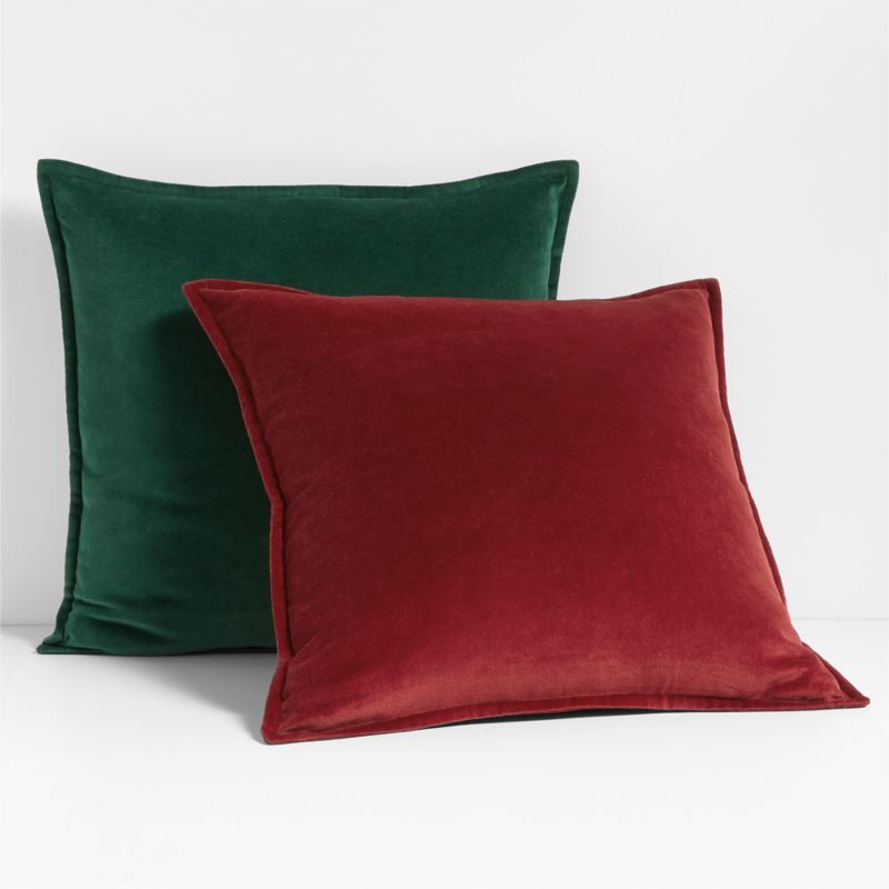 Washed Organic Cotton Velvet Holiday Throw Pillows Crate Barrel