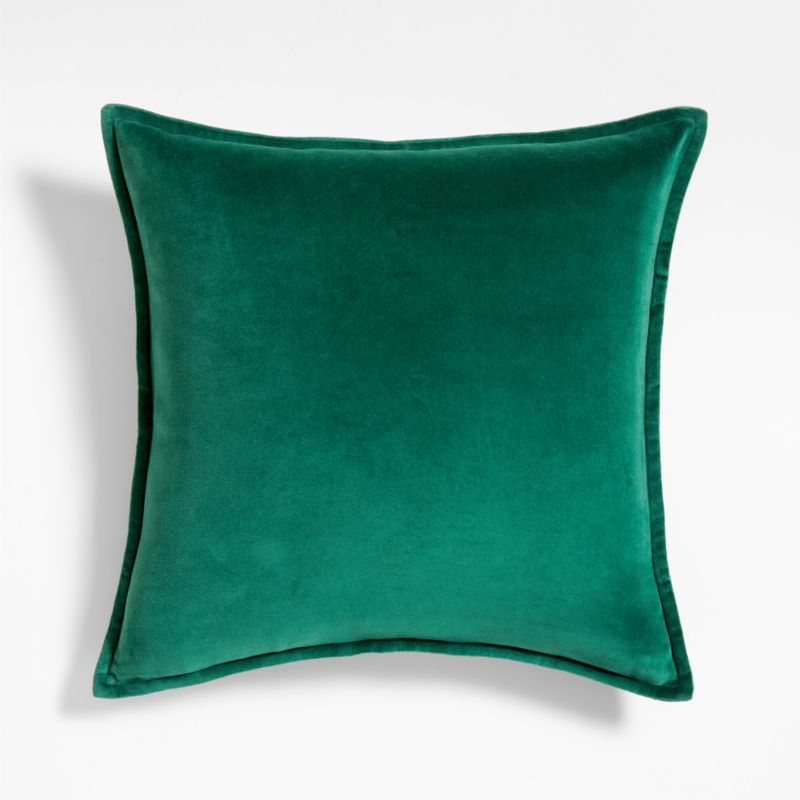 Green Organic Washed Cotton Velvet Throw Pillow Cover 20"x20" - image 0 of 7