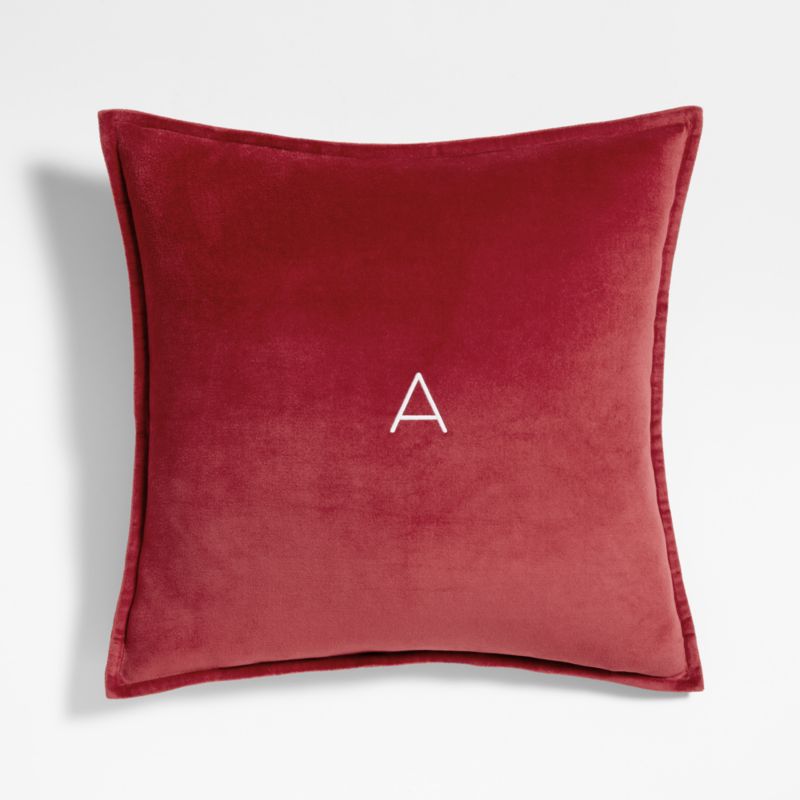 Red 20"x20" Washed Organic Cotton Velvet Throw Pillow with Down-Alternative Insert - image 2 of 8