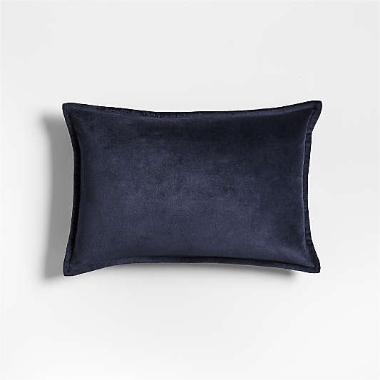 Organic Washed Cotton Velvet 18"x12" Indigo Blue Throw Pillow Cover