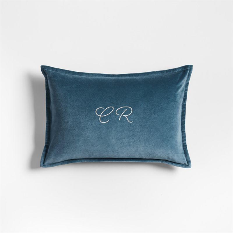 Organic Washed Cotton Velvet 18"x12" Teal Blue Throw Pillow Cover - image 2 of 4