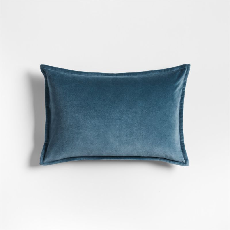 Teal 20x20 Washed Organic Cotton Velvet Throw Pillow Cover +