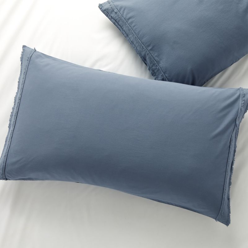 Organic Cotton Blue Eyelash Fringe King Pillow Sham + Reviews