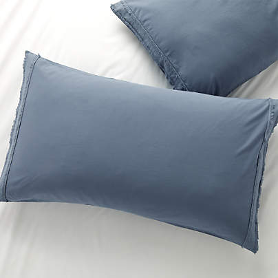 Organic Cotton Blue Eyelash Fringe King Pillow Sham