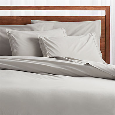 View Organic Cotton Grey Eyelash Fringe Full/Queen Duvet Cover details