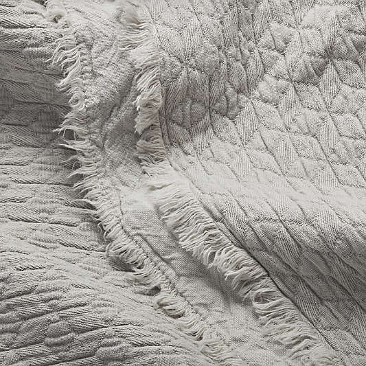 Organic Cotton Grey Eyelash Fringe Standard Pillow Sham