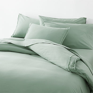 View Organic Cotton Lily Pad Green Eyelash Fringe Full/Queen Duvet Cover details