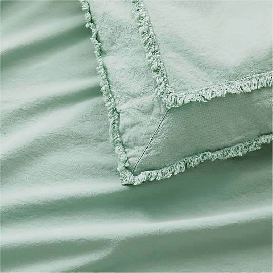 Organic Cotton Lily Pad Green Eyelash Fringe Standard Pillow Sham