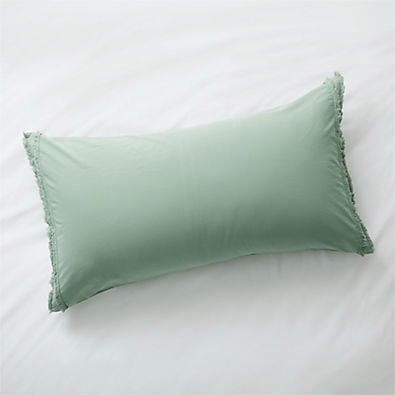 View Organic Cotton Lily Pad Green Eyelash Fringe King Pillow Sham details