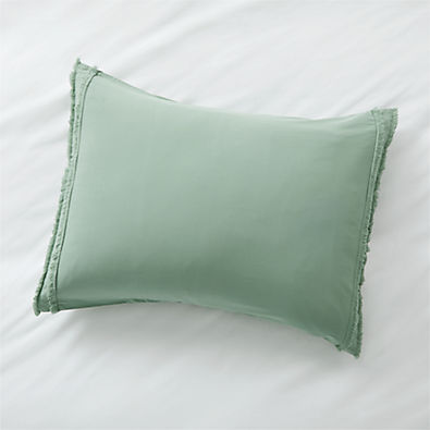 View Organic Cotton Lily Pad Green Eyelash Fringe Standard Pillow Sham details