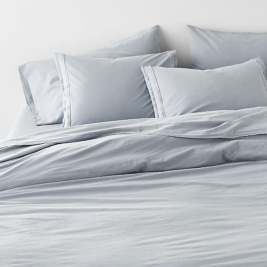 Favorite Washed Organic Cotton Mist Blue Eyelash Duvet Covers