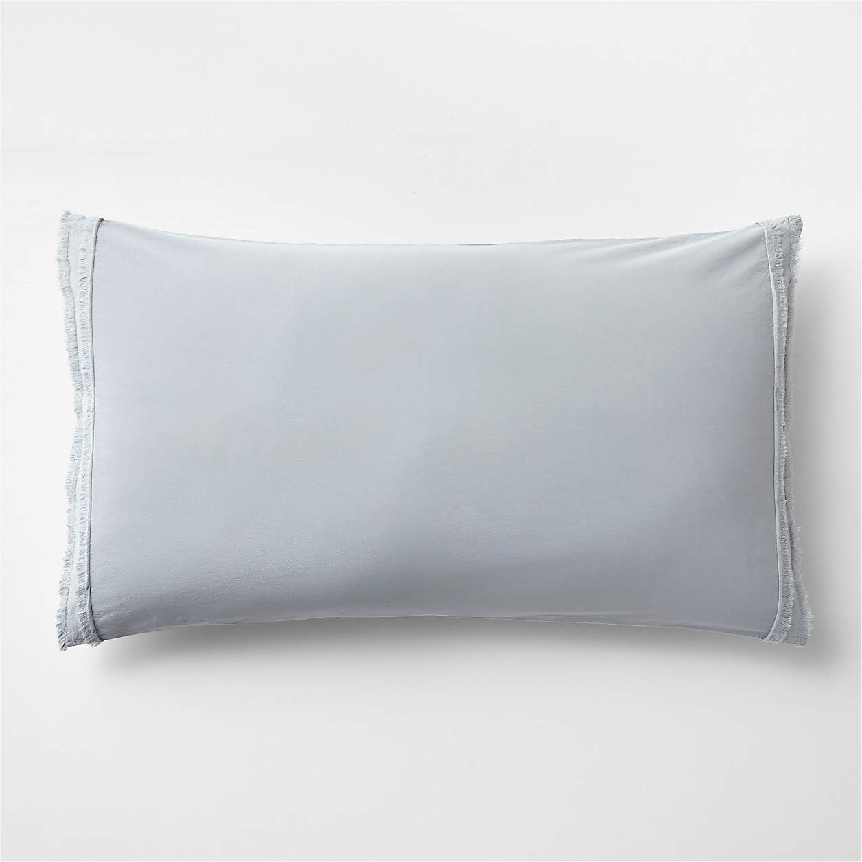 Organic Cotton Mist Blue Eyelash Fringe King Pillow Sham Crate & Barrel