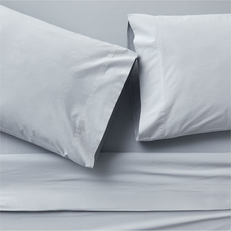 Favorite Washed Organic Cotton Mist Blue Full Bed Sheet Set