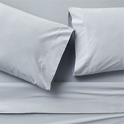 View Favorite Washed Organic Cotton Mist Blue Queen Bed Sheet Set details
