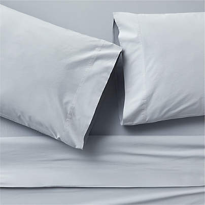 Favorite Washed Organic Cotton Mist Blue Queen Bed Sheet Set