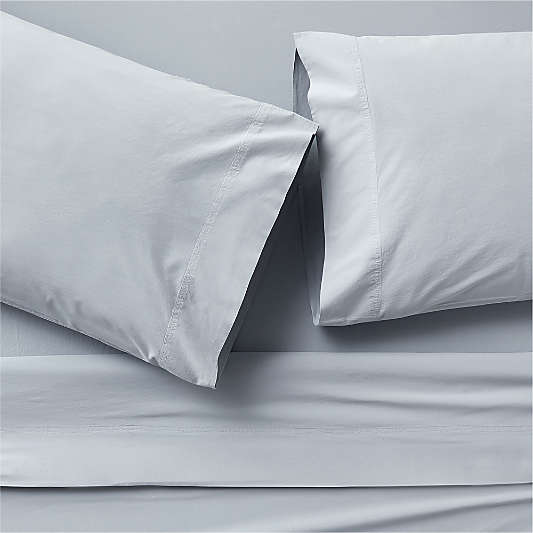 Favorite Washed Organic Cotton Mist Blue Bed Sheet Sets