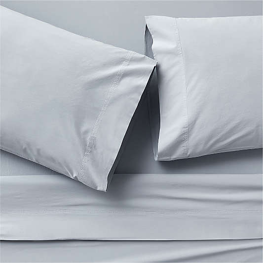 Favorite Washed Organic Cotton Mist Blue King Bed Sheet Set