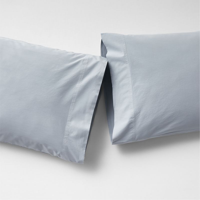 Favorite Washed Organic Cotton Mist Blue Standard Pillowcases, Set of 2