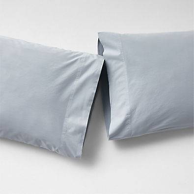 View Favorite Washed Organic Cotton Mist Blue Standard Pillowcases, Set of 2 details