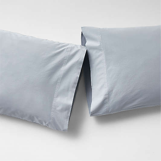 Favorite Washed Organic Cotton Mist Blue King Pillowcases, Set of 2