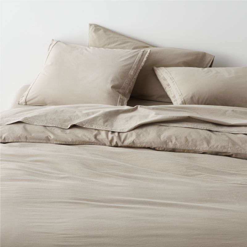 Favorite Washed Organic Cotton Sand Beige Standard Pillowcases, Set of 2 - image 2 of 4