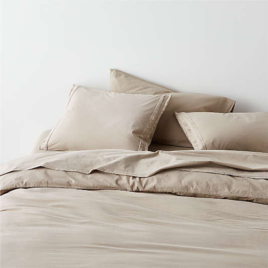 Favorite Washed Organic Cotton Sand Beige Duvet Covers and Shams