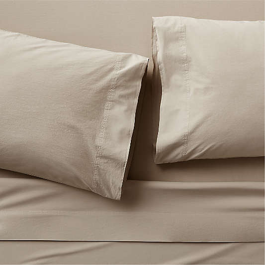 Favorite Washed Organic Cotton Sand Beige King Bed Sheet Set