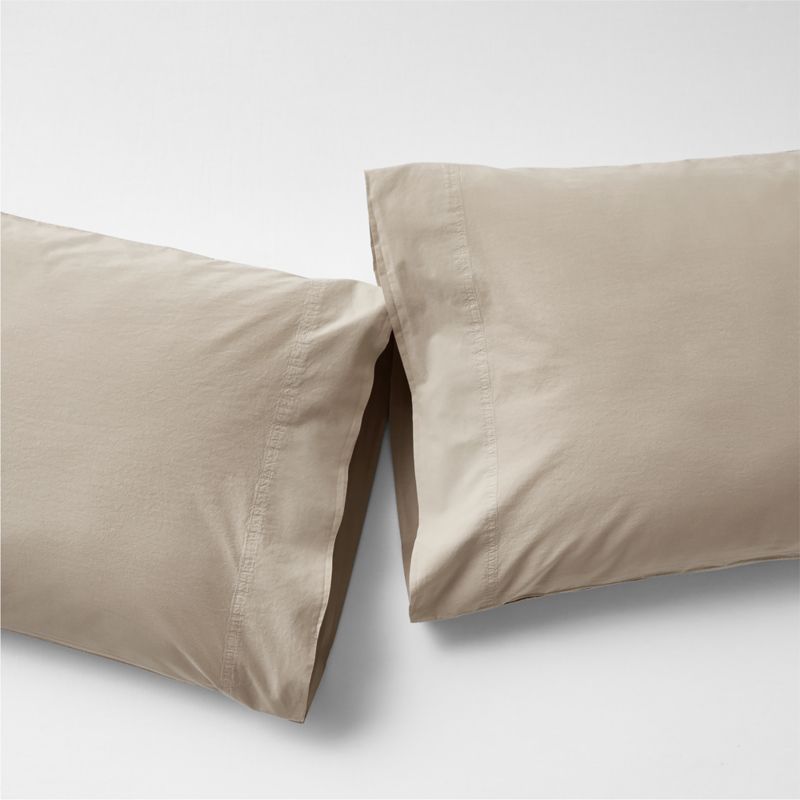 Favorite Washed Organic Cotton Sand Beige Standard Pillowcases, Set of 2 - image 0 of 4