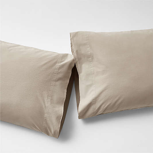 Favorite Washed Organic Cotton Sand Beige Standard Pillowcases, Set of 2