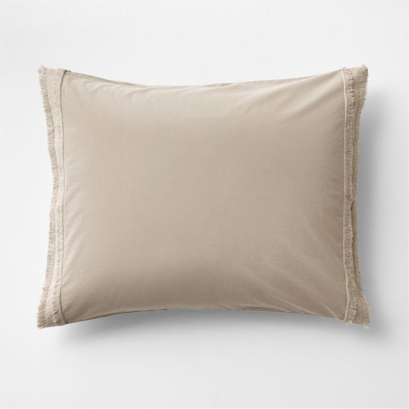 Favorite Washed Organic Cotton Sand Beige Eyelash Standard Bed Pillow Sham