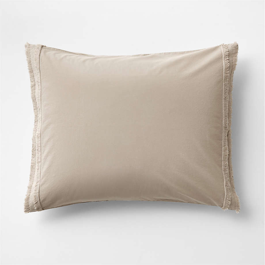 Organic Cotton Sand Beige Eyelash Fringe Standard Pillow Sham