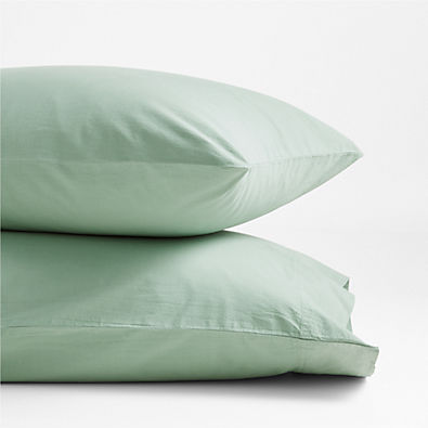 View Organic Cotton Lily Pad Green Standard Pillowcases, Set of 2 details