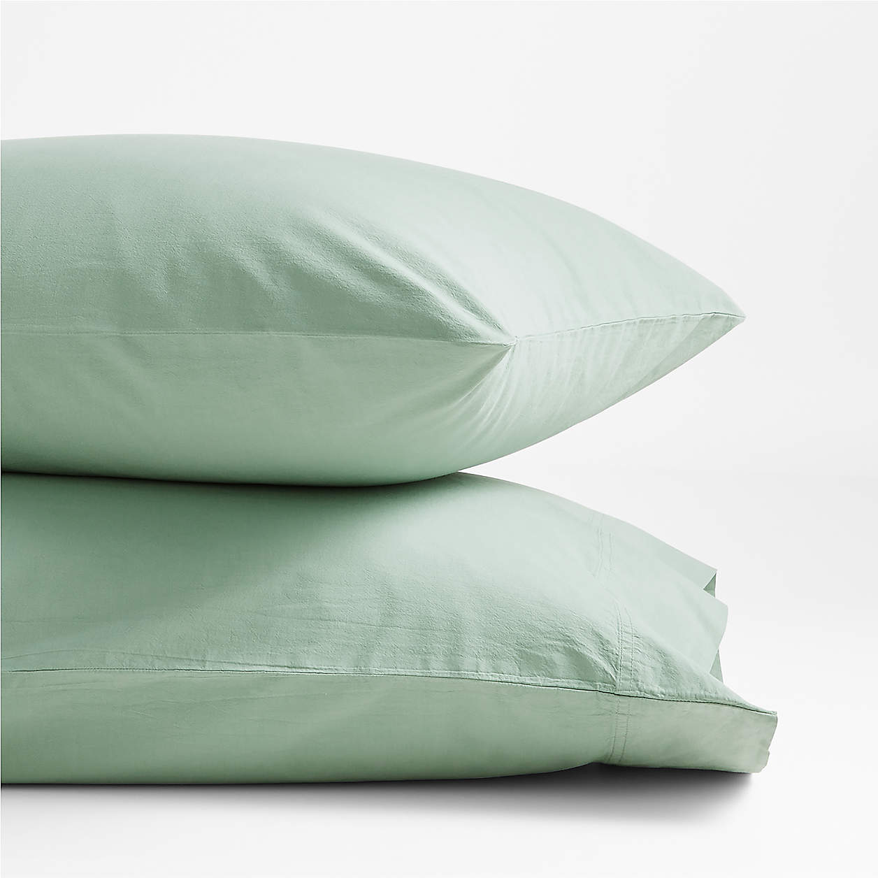 Organic Cotton Lily Pad Green King Pillowcases, Set of 2 | Crate & Barrel