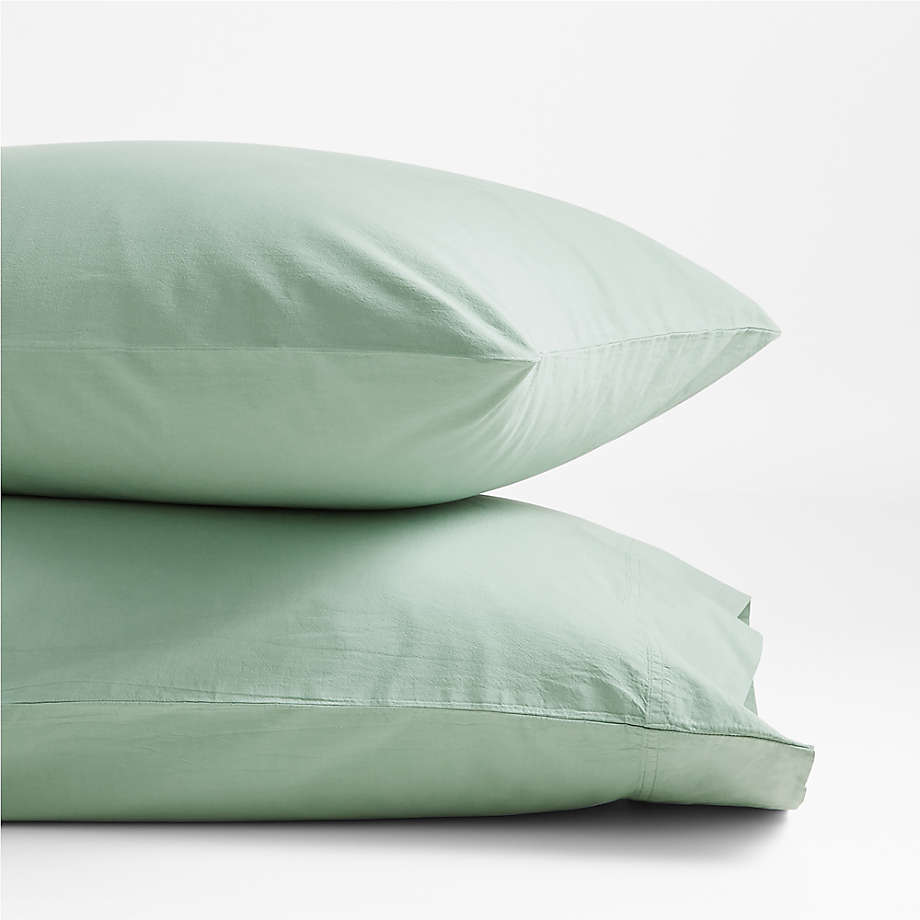 Organic Cotton Lily Pad Green King Pillowcases, Set of 2 Crate & Barrel