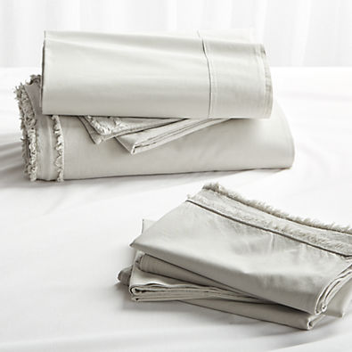 View Organic Cotton Grey Eyelash Fringe Queen Bedding Set details
