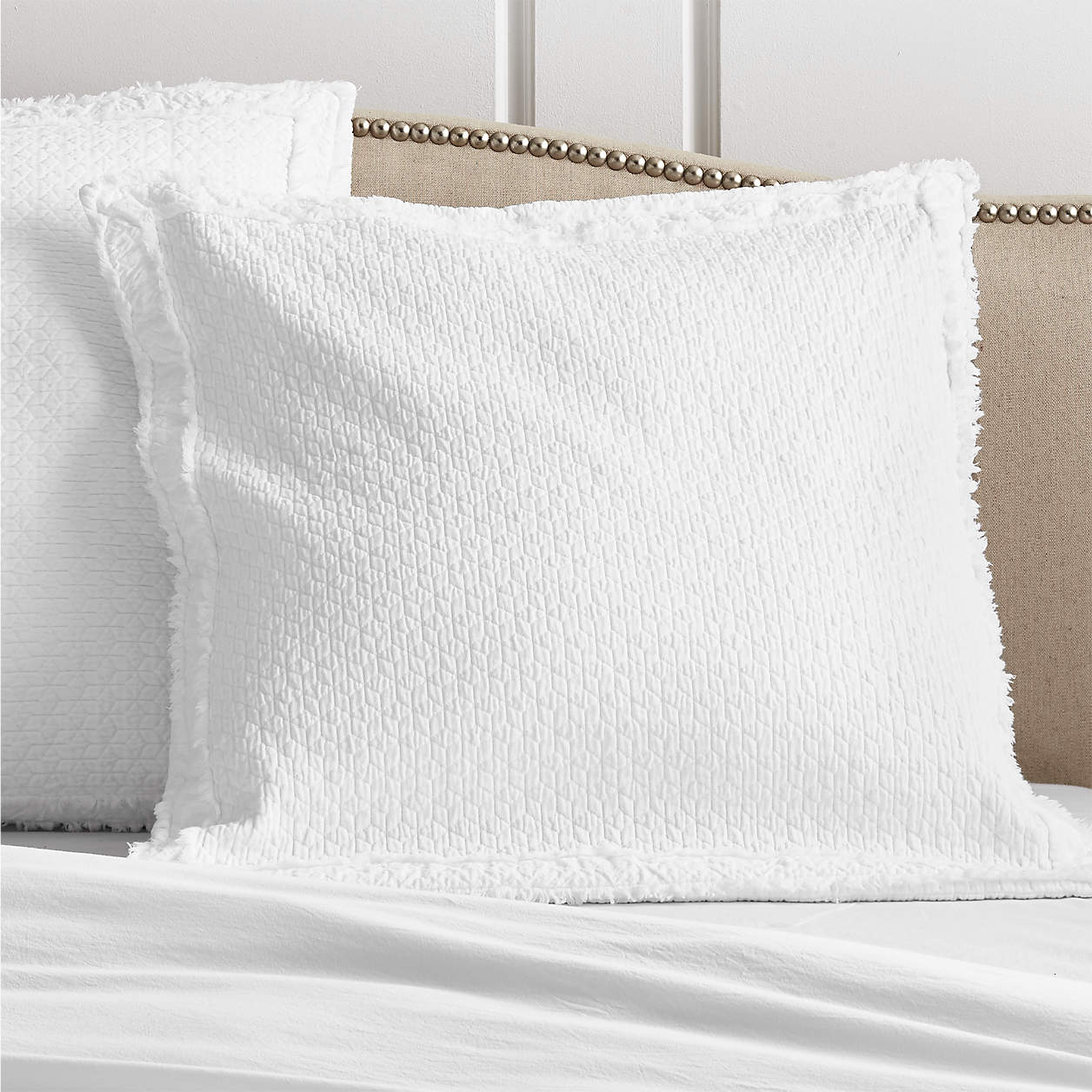 Organic Cotton White Eyelash Fringe Euro Sham + Reviews Crate & Barrel
