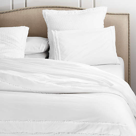 Organic Cotton White Eyelash Fringe Duvet Covers and Pillow Shams